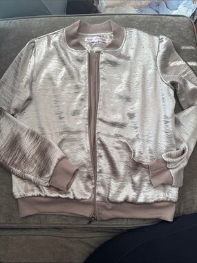 Metallic Taupe Bomber Jacket - Shiny Taupe Women's Jacket
